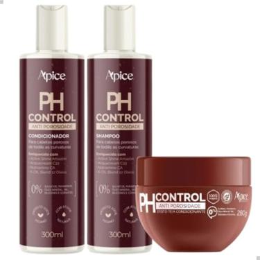 Imagem de Kit Mascara Ph Control Acidificante 280g Shampoo e Condicionador Ph Control Apse 300ml Anti Frizz Hidratação Intensa e Nutrição Profunda Apice