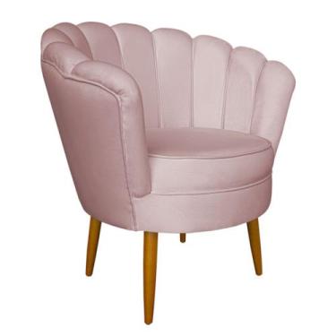 Imagem de Poltrona Decorativa Sala de Estar Pétala Veludo Rosê Claro - Montanari