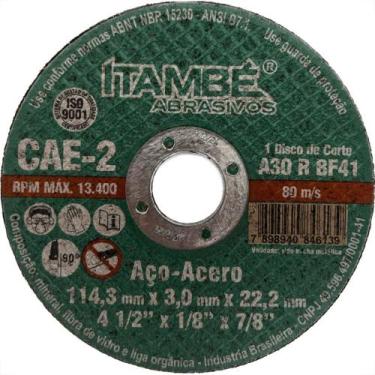 Imagem de Disco Corte Ferro Itambe 4.1/2''X1/8X7/8''- 2 Telas Cae-2 - Kit C/10 P