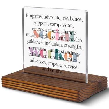 Imagem de Placa decorativa de assistente social transparente para gestores de casos, conselheiros, defensores da saúde mental, decoração de escritório, presente de agradecimento para profissionais de justiça