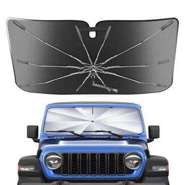 Imagem de Guarda-sol de para-brisa portátil para Jeep Wrangler JL 2018-2025, 2 em 1, guarda-chuva de sombra compacto durável de cristal de gelo UPF50+ UV proteção contra isolamento térmico de janela frontal