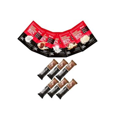Imagem de Combo - Whey protein concentrado sachê 30g 5un (Natural, Cappuccino, Leite em pó, Sorvete de creme e Doce de leite) e Whey protein concentrado Barra 30g 6un (sabores diversos) - Growth