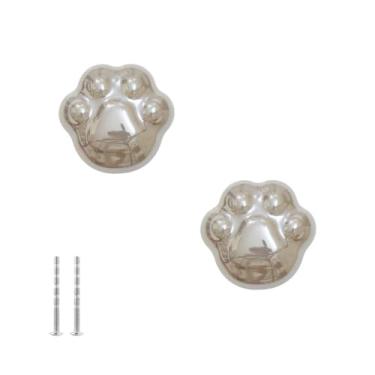 Imagem de Puxador de armário infantil colorido de cerâmica pata de gato para móveis puxadores de armário de gaveta puxadores de armário (marrom)