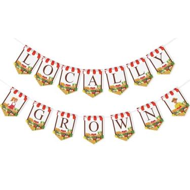 Imagem de FAKTEEN Banner Cultivado Localmente Farmer's Market Decorações de Chá de Bebê Frutas e Legumes Adereços de Foto Tema Jardineiro Artigos de Festa de Aniversário Favores Fazenda Bem-vindo Decoração de