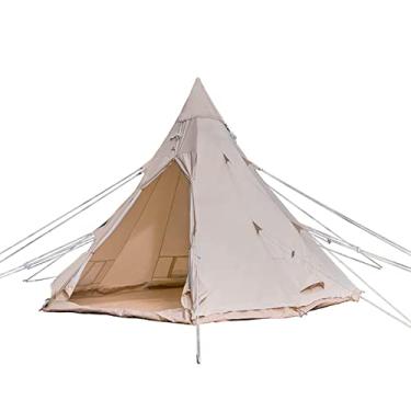 Imagem de Tendas de pirâmide para ambientes externos para 2 a 3 pessoas, lona de algodão de 3 m / 3 m grande tenda pagode para adultos, tenda de acampamento de fácil configuração, barraca familiar Tipi