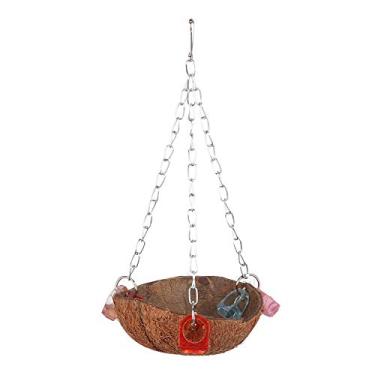 Imagem de Parrot Hammock Cesta suspensa de casca de coco com anéis de acrílico para brinquedos de moagem