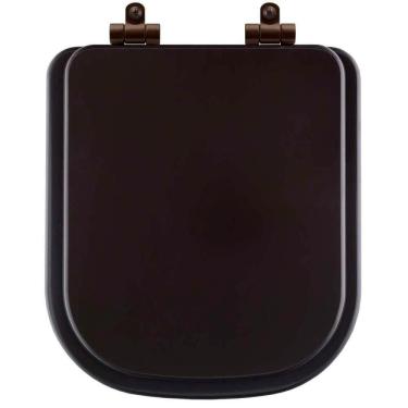 Imagem de Assento Sanitário Poliéster Soft Close Quadra Marrom Fosco Para Vaso Deca Com Ferragem Marrom