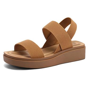 Imagem de mysoft Sandálias Femininas Plataforma Cunha Slingback Leves Tira Elástica No Tornozelo Cunhas Baixas Sandálias De Caminhada Confortáveis Calçados Casuais Sem Cadarço
