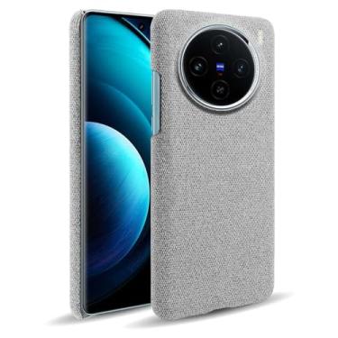 Imagem de Capa para vivo X100,Capa desenhada em lona,Case Protetora Ultrafina com Empunhadura Macia,Design em Tecido Antichoque e Antiarranhões-Light gray