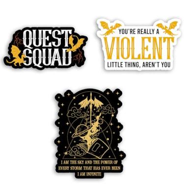 Imagem de Conjunto de 3 peças I'm The Sky and The Power, You're Really A Violent Little Thing aren't You, adesivo Quest Squad ACOTAR Fourth Wing Dragon Bookish impermeável 5 cm para garrafa de água e laptop