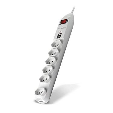 Imagem de Filtro De Linha Multilaser Com 6 Tomadas E 2 Entradas Usb Bivolt - WI251, Branco