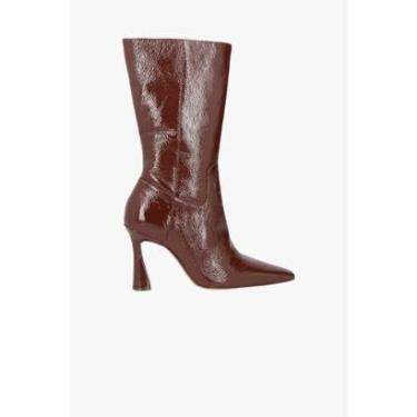 Imagem de Bota Luiza Barcelos Cano Médio Em Couro Marrom-Feminino