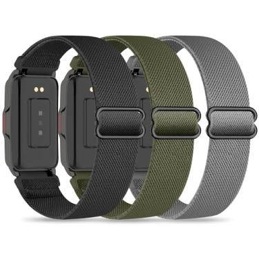 Imagem de Sunnyson Pacote com 3 pulseiras de relógio de nylon elástico compatíveis com relógio inteligente Mindrose H80 de 3,7 cm, alças elásticas macias de substituição para Mindrose H80 Fitness Trackers IP68