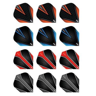 Imagem de RED DRAGON Hardcore Selection Pack Black V Extra Thick Standard Dart Flights - 4 conjuntos por pacote (12 voos de dardo no total)
