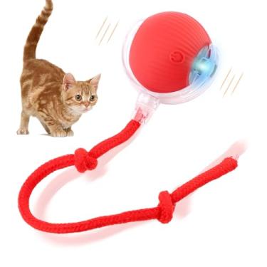 Imagem de Brinquedo elétrico para cães, bola rolante interativa, bola mastigável Vira-l Rolling Ball Chewie Vira-l Bola rolante ativa para cães, bola rolante automática inteligente de 360° (vermelho, tamanho