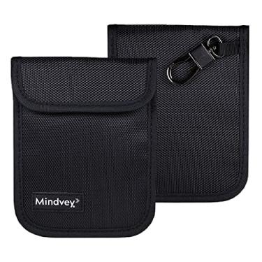 Imagem de Mindvey Faraday Bolsas para chaves de carro, cartões de crédito, relógios inteligentes/privacidade de dados, segurança de dispositivos eletrônicos, proteção de cartão anti-hacking, proteção de cartão 5G RF e proteção RFID (preto duplo)