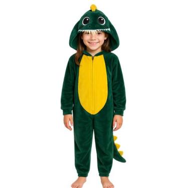Imagem de Pijama Macacão Dinossauro Fantasia Soft Fleece Quentinho - anjo da mam