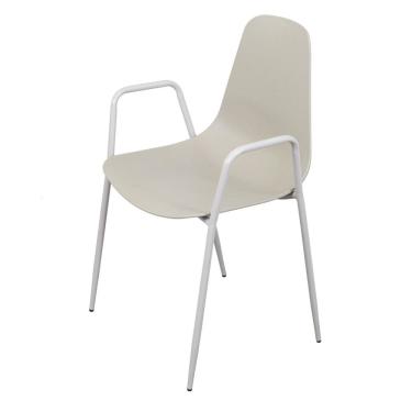 Imagem de Cadeira Cinza Estrutura em Aço Pintado com Braço ABI PP  Cinza