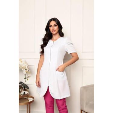 Imagem de Jaleco Feminino Branco Gabardine Manga Curta Lily - Gardenia Jalecos, 