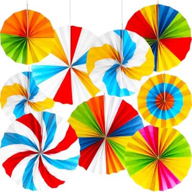 Imagem de Eersida 9 peças decorações de festa na piscina, decoração de praia de verão, ventiladores de papel pendurados na piscina, faixas havaianas de aniversário de luau para festa de natação tropical Aloha