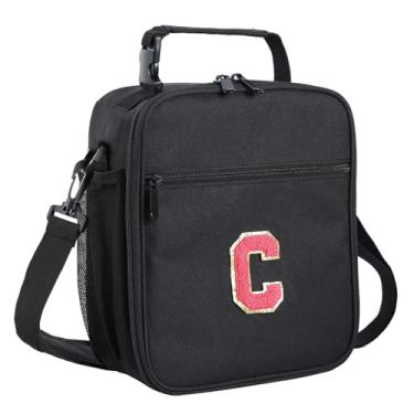 Imagem de ELEFOCUS Lancheira com isolamento inicial para trabalho feminino/masculino, lancheira personalizada com monograma com alça de ombro ajustável para adolescentes adultos/preparatório, presente de