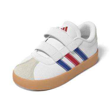 Imagem de adidas Tênis infantil VL Court 3.0, Branco/Team Royal Blue/Better Scarlet, 1 Little Kid