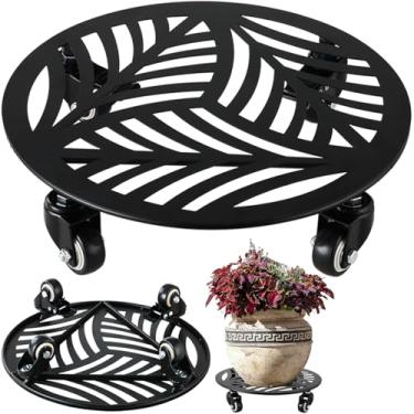 Imagem de Planterhoma 1 Pacote De Carrinho Metal Para Plantas 13" Com Rodas, Grande Suporte Ferro Resistente, Rodízios, Base Rodas Áreas Internas E Externas, Carregadores Vasos, Mão, Preto
