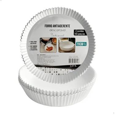 Imagem de Forma Redonda Com 50 Folhas Descartáveis 20cm Para Air Fryer - WARI