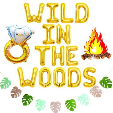 Imagem de Roaring Good Time Decoração De Acampamento Despedida Solteira Em Cabana Dourada, Balões Banner Selvagens Na Floresta, Letreiro Para Festa No Lago Nas Montanhas