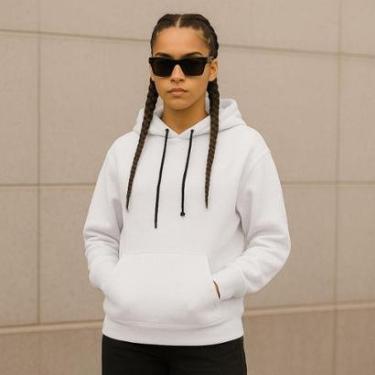 Imagem de Moletom Blusa de Frio Feminina Flanelada Canguro Com Capus-Feminino