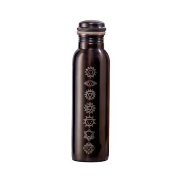 Imagem de Rasiya Art Garrafa de água de cobre puro – 947 ml – garrafas de metal duráveis e resistentes à prova de vazamento sem BPA, sem BPA, sem juntas – Antique Seven Chakras