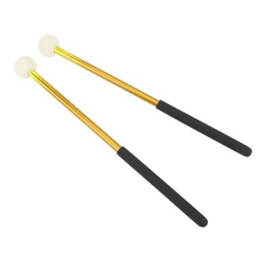 Imagem de 2 Pcs Tambor Timpani Marlets, 32 Cm Antislip Bass Percussion Sticks Acessório de Instrumentos Liga Corporal Lã Felta Cabeça para a Batida da Bateria (GOLD)