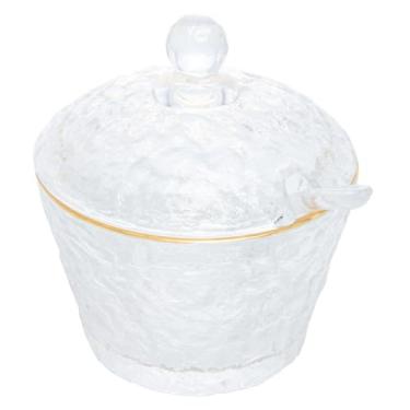 Imagem de Açucareiro de Cristal Martelado borda dourada C/colher tampa