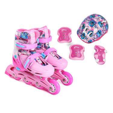 Imagem de Kit Patins Inline 32 à 35 Stitch Angel Disney Rosa