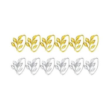 Imagem de Argolas De Guardanapo Vintage Com Folhas Douradas E Prateadas, Elegant