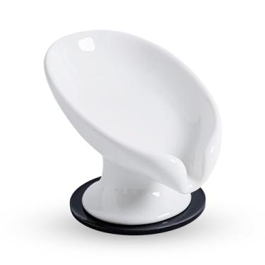 Imagem de Agyiuns Saboneteira, Suporte Com Drenagem Automática Em Formato De Folha, Bandeja Cerâmica Branca Para Chuveiro, Pia Banheiro, Cozinha (Tamanho Pequeno - Branco, 1)