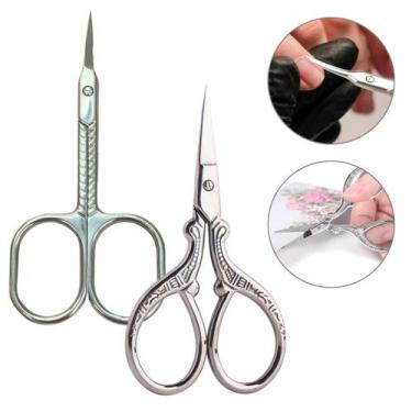 Imagem de Kit C/ 2 Tesoura De Manicure De Aço Inoxidável Reta + Curvada - Kit De