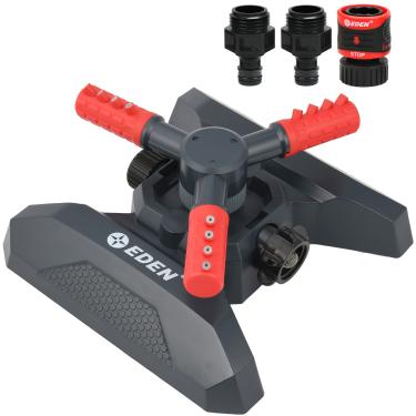 Imagem de Eden 94120 Irrigador rotativo automático de gramado e jardim para quintal, cobertura de área grande com conjunto de conexão rápida, base pesada