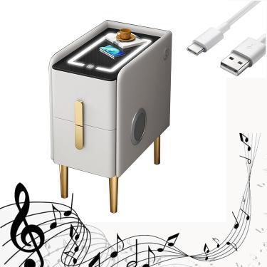 Imagem de Mesa de cabeceira de cabeceira de noite estreita inteligente com estação de carregamento sem fio, alto -falante BT, porta USB, luzes LED ajustáveis, gavetas de armazenamento, madeira maciça,