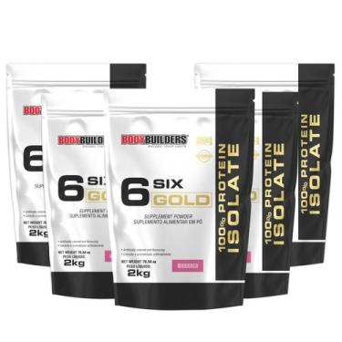 Imagem de Kit 5x Whey Protein Isolado Six Gold 2Kg - Bodybuilders,  Morango