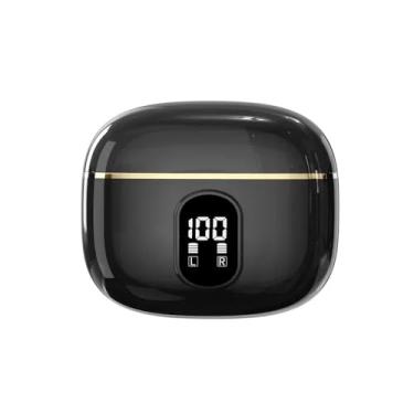 Imagem de Fones de ouvido sem fio Bluetooth 5.3 TWS com exibição de estéreo LED fone de ouvido Touch Control Earbuds Redução de ruído,Black