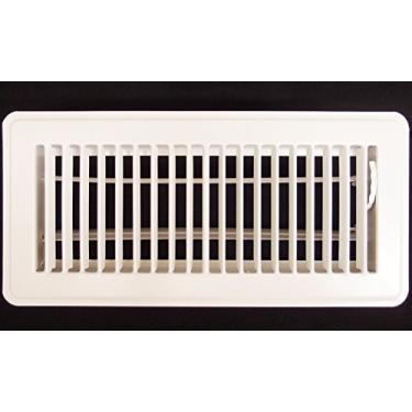 Imagem de 6" X 14" Floor Register with Louvered Design - Fixed Blades Return Supply Air Grill - with Damper & Lever - White