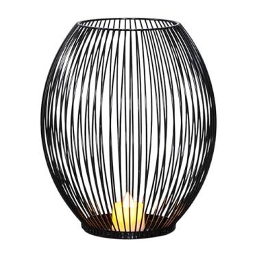 Imagem de Capinho de ferro Candelador simples Ornamento de metal Design nórdico elegante para casa de casamento de casamento em casa Ferro forjado preto (Tamanho médio (18x12in))