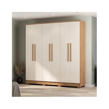 Imagem de Guarda-Roupa Casal Atualle São Paulo 6 Portas com Reflecta Canelato Off White