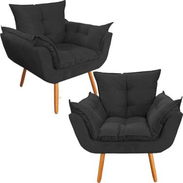 Imagem de Kit 2 Poltronas Decorativa para Sala de Estar Opala Suede - Montanaris Decor (Petro)