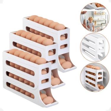 Imagem de Kit 3 Porta Ovos 4 Andares Organizador de Geladeira Branco - 123 organ