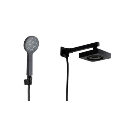 Imagem de Ducha Black ABS AutoLimpante com Ducha de Mão Redonda com Trava