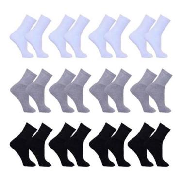 Imagem de Kit 12 Pares de Meias Masculina Sport Cano Médio - Polo Basic, Colorid