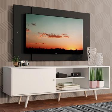 Imagem de Rack Dubai com Pés e Painel Tv até 58" Branco/preto Madesa