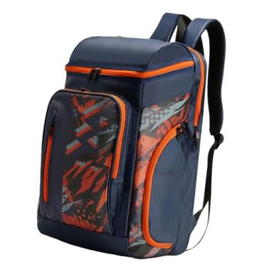 Imagem de oshhni Mochila de tênis, bolsa para raquete de badminton, armazenamento de raquetes, mochila multiuso para pickleball com compartimento para sapatos para, Laranja Azul